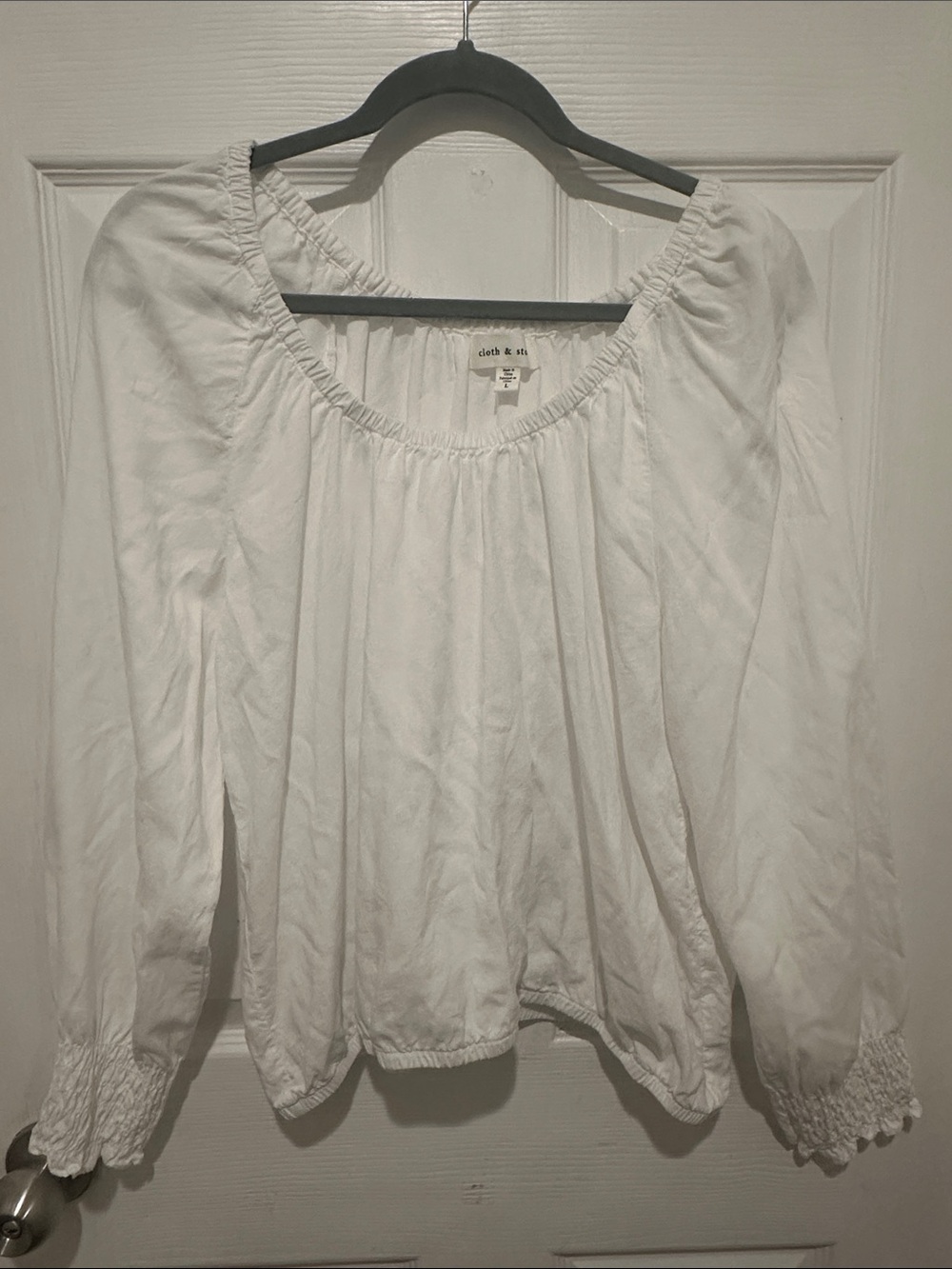 cloth & stone White Long Sleeve Peasant Top